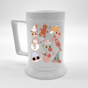 Cute Retro Cartoon Christmas Characters Beer Stein