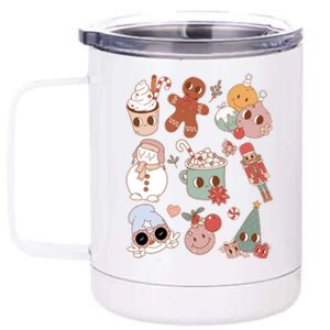 Cute Retro Cartoon Christmas Characters 12 oz Stainless Steel Tumbler Cup