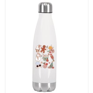 Cute Retro Cartoon Christmas Characters Stainless Steel Insulated Water Bottle