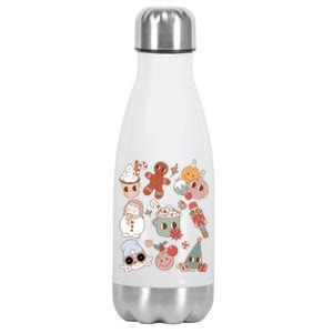 Cute Retro Cartoon Christmas Characters Stainless Steel Insulated Water Bottle