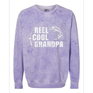 Cute Reel Cool Grandpa Design With Fish And Fishing Rod Colorblast Crewneck Sweatshirt