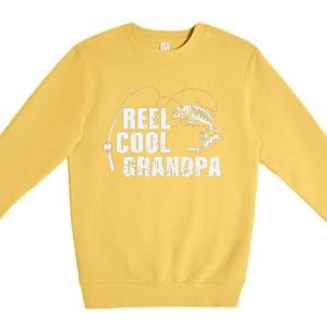 Cute Reel Cool Grandpa Design With Fish And Fishing Rod Premium Crewneck Sweatshirt