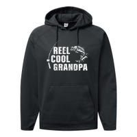 Cute Reel Cool Grandpa Design With Fish And Fishing Rod Performance Fleece Hoodie