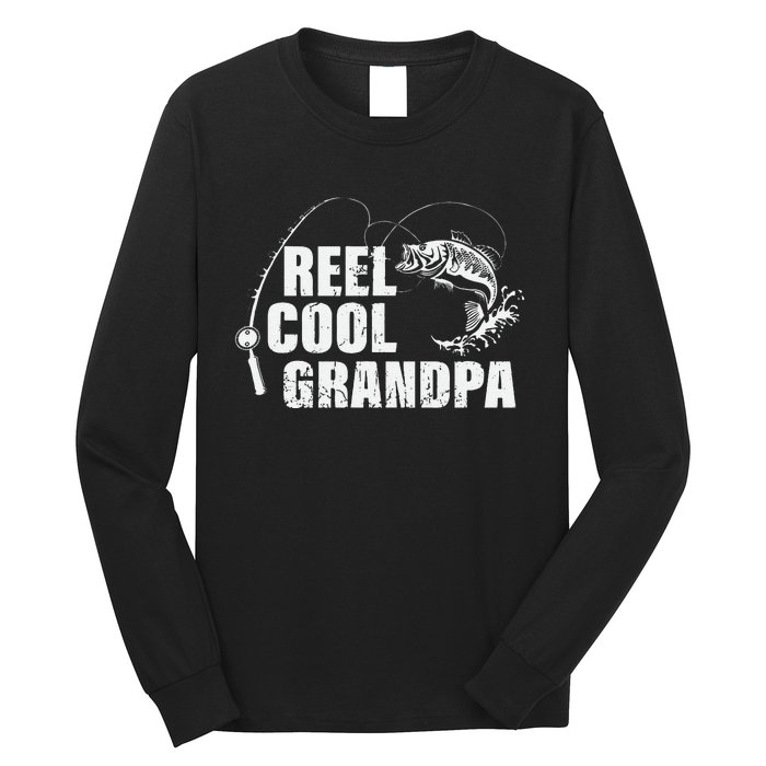 Cute Reel Cool Grandpa Design With Fish And Fishing Rod Long Sleeve Shirt