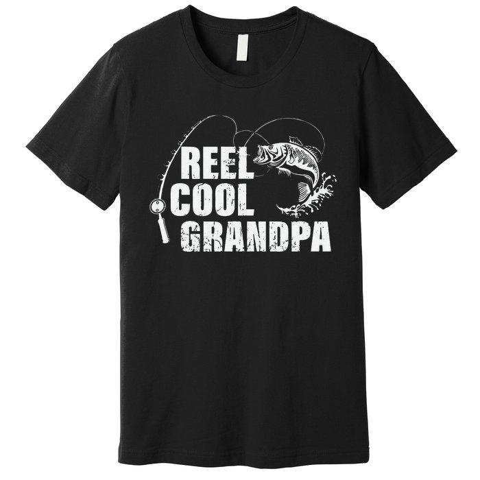 Cute Reel Cool Grandpa Design With Fish And Fishing Rod Premium T-Shirt