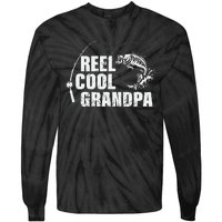 Cute Reel Cool Grandpa Design With Fish And Fishing Rod Tie-Dye Long Sleeve Shirt