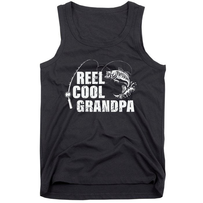 Cute Reel Cool Grandpa Design With Fish And Fishing Rod Tank Top