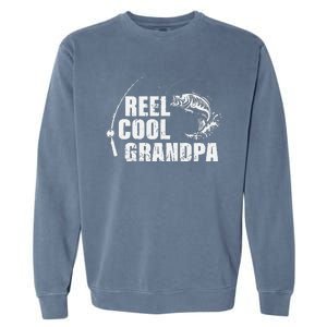 Cute Reel Cool Grandpa Design With Fish And Fishing Rod Garment-Dyed Sweatshirt