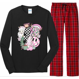 Cute Retro Christmas Santa Claus Christmas Vibes Long Sleeve Pajama Set