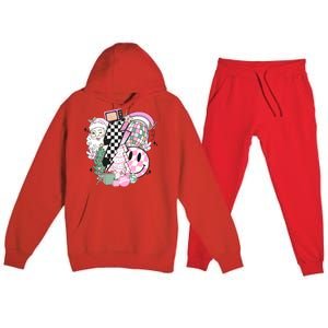 Cute Retro Christmas Santa Claus Christmas Vibes Premium Hooded Sweatsuit Set