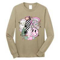 Cute Retro Christmas Santa Claus Christmas Vibes Long Sleeve Shirt