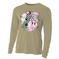 Cute Retro Christmas Santa Claus Christmas Vibes Cooling Performance Long Sleeve Crew