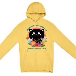 Cute Retro Childless Cat Ladies For Kamala Harris 2024 Election Premium Pullover Hoodie