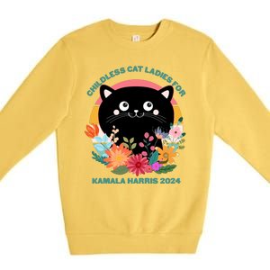 Cute Retro Childless Cat Ladies For Kamala Harris 2024 Election Premium Crewneck Sweatshirt