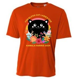 Cute Retro Childless Cat Ladies For Kamala Harris 2024 Election Cooling Performance Crew T-Shirt