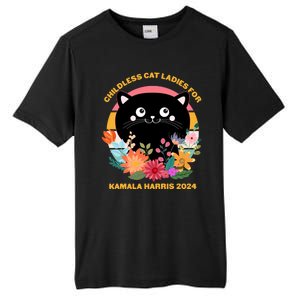 Cute Retro Childless Cat Ladies For Kamala Harris 2024 Election Tall Fusion ChromaSoft Performance T-Shirt