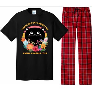 Cute Retro Childless Cat Ladies For Kamala Harris 2024 Election Pajama Set