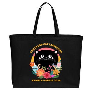 Cute Retro Childless Cat Ladies For Kamala Harris 2024 Election Cotton Canvas Jumbo Tote