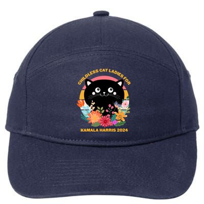 Cute Retro Childless Cat Ladies For Kamala Harris 2024 Election 7-Panel Snapback Hat