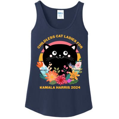 Cute Retro Childless Cat Ladies For Kamala Harris 2024 Election Ladies Essential Tank