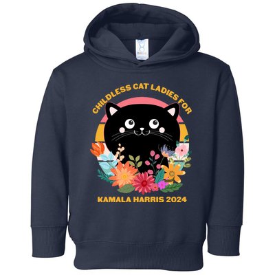 Cute Retro Childless Cat Ladies For Kamala Harris 2024 Election Toddler Hoodie