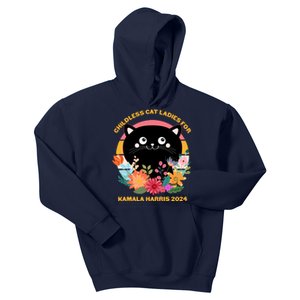 Cute Retro Childless Cat Ladies For Kamala Harris 2024 Election Kids Hoodie