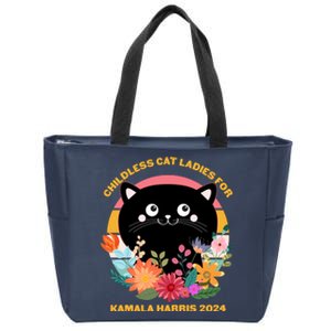 Cute Retro Childless Cat Ladies For Kamala Harris 2024 Election Zip Tote Bag