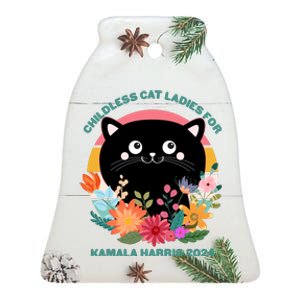 Cute Retro Childless Cat Ladies For Kamala Harris 2024 Election Ceramic Bell Ornament