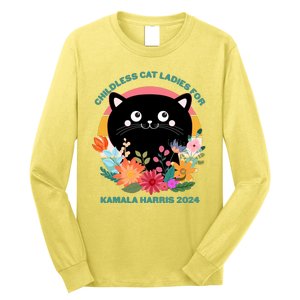 Cute Retro Childless Cat Ladies For Kamala Harris 2024 Election Long Sleeve Shirt