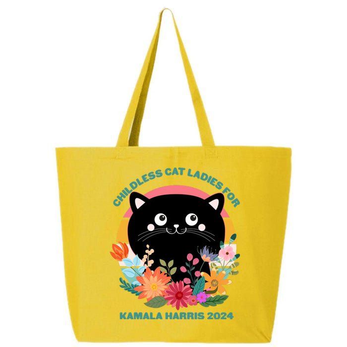 Cute Retro Childless Cat Ladies For Kamala Harris 2024 Election 25L Jumbo Tote