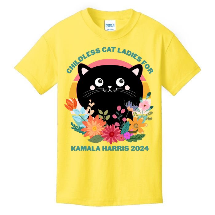 Cute Retro Childless Cat Ladies For Kamala Harris 2024 Election Kids T-Shirt