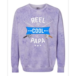 Cute Reel Cool Papa Cute Fishing Dad Birthday Gift Colorblast Crewneck Sweatshirt