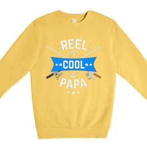 Cute Reel Cool Papa Cute Fishing Dad Birthday Gift Premium Crewneck Sweatshirt