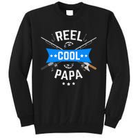 Cute Reel Cool Papa Cute Fishing Dad Birthday Gift Tall Sweatshirt