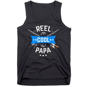 Cute Reel Cool Papa Cute Fishing Dad Birthday Gift Tank Top