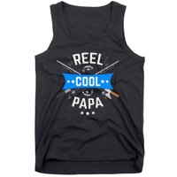 Cute Reel Cool Papa Cute Fishing Dad Birthday Gift Tank Top