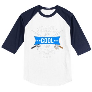 Cute Reel Cool Papa Cute Fishing Dad Birthday Gift Baseball Sleeve Shirt