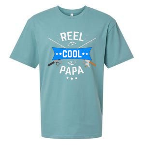 Cute Reel Cool Papa Cute Fishing Dad Birthday Gift Sueded Cloud Jersey T-Shirt