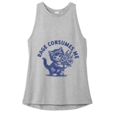 Cat Rage Consumes Me Ladies PosiCharge Tri-Blend Wicking Tank