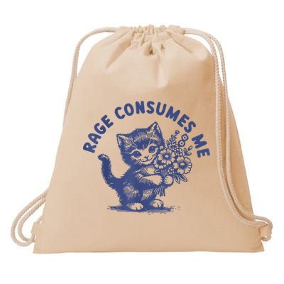 Cat Rage Consumes Me Drawstring Bag