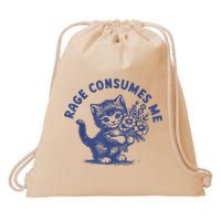 Cat Rage Consumes Me Drawstring Bag