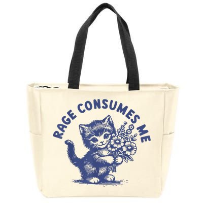 Cat Rage Consumes Me Zip Tote Bag