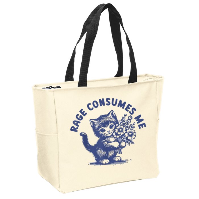 Cat Rage Consumes Me Zip Tote Bag