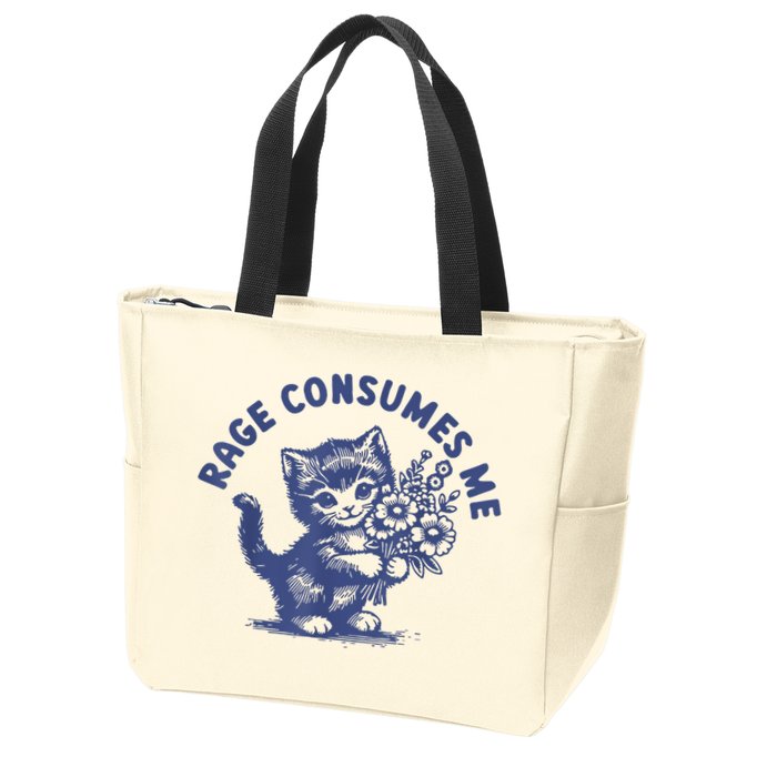 Cat Rage Consumes Me Zip Tote Bag