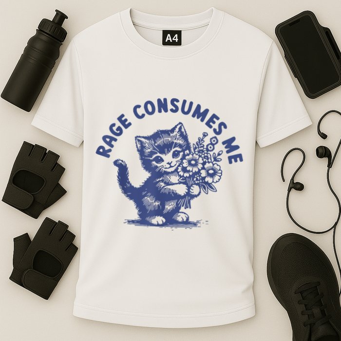 Cat Rage Consumes Me Cooling Performance Crew T-Shirt