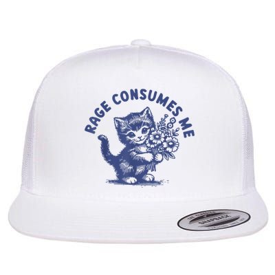 Cat Rage Consumes Me Flat Bill Trucker Hat