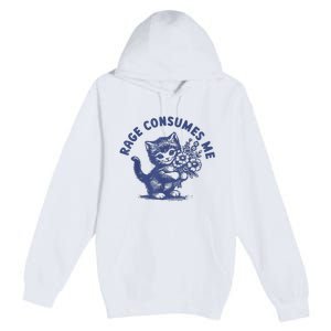 Cat Rage Consumes Me Premium Pullover Hoodie