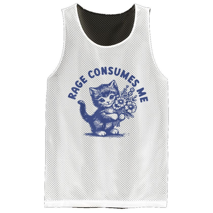 Cat Rage Consumes Me Mesh Reversible Basketball Jersey Tank