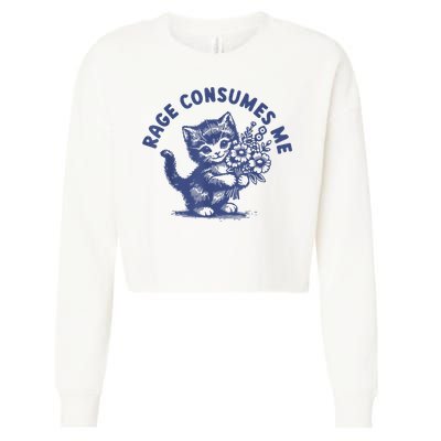 Cat Rage Consumes Me Cropped Pullover Crew