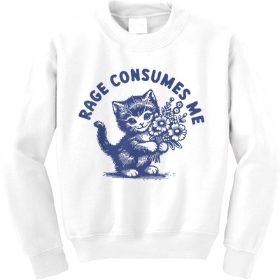 Cat Rage Consumes Me Kids Sweatshirt